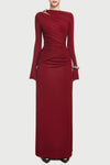Lysander Asymmetrical Drape Cutout Maxi Dress - Wine