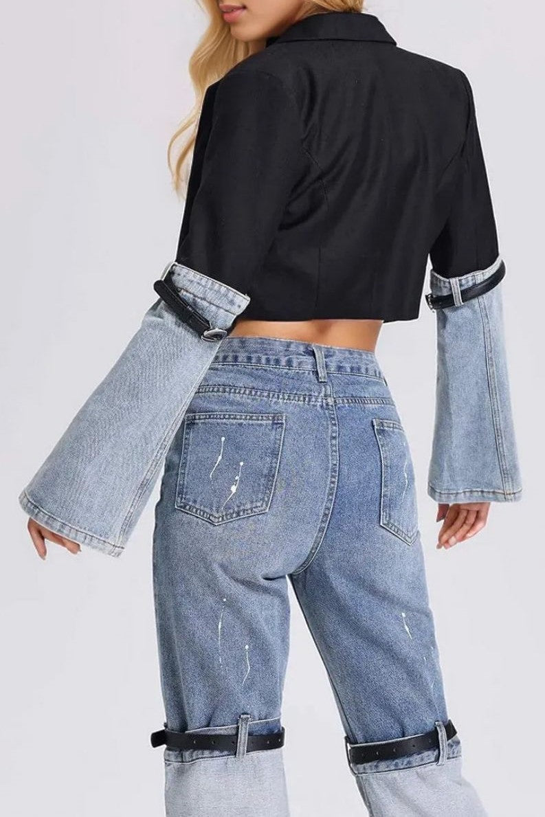 Madilyn Patchwork Denim Blazer