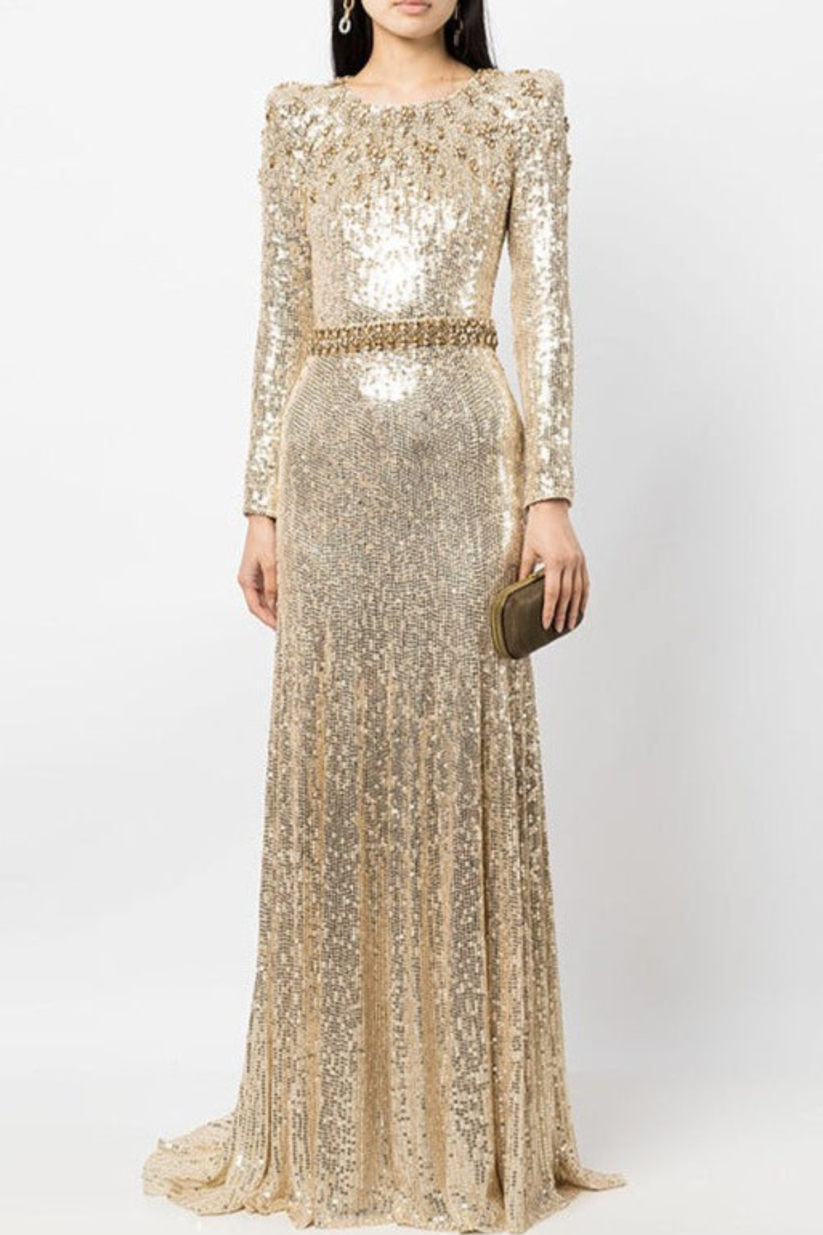 Maret Sequin Embellished Maxi Dress - Gold