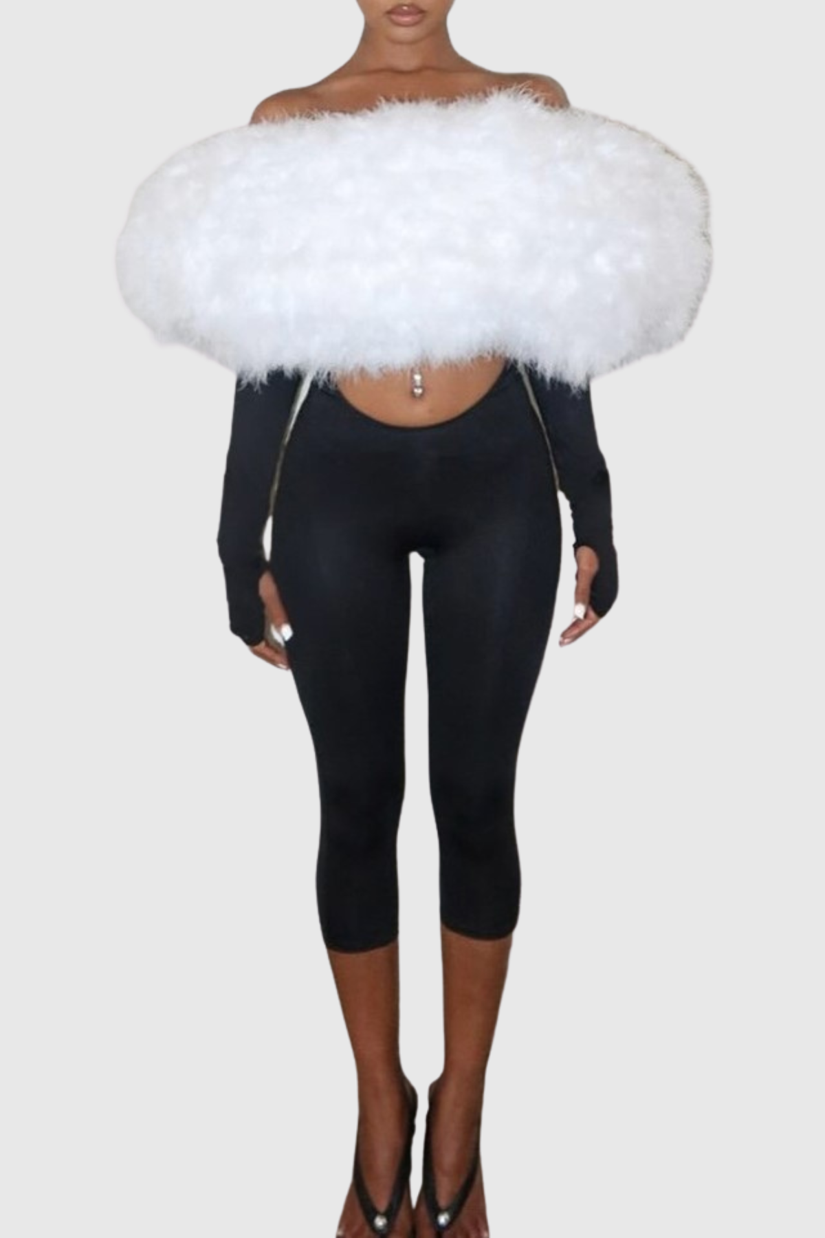 Marja Faux Fur Cutout Midi Jumpsuit - Black