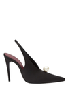 Masozi Pearl Satin Slingback Pumps - Black