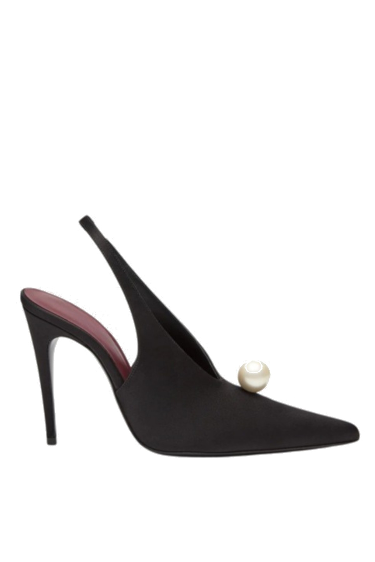 Masozi Pearl Satin Slingback Pumps - Black