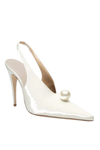 Masozi Pearl Satin Slingback Pumps - White