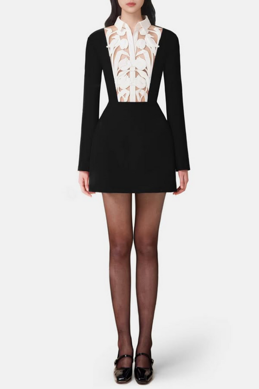 Mayena Floral Cutout Mini Dress - Black