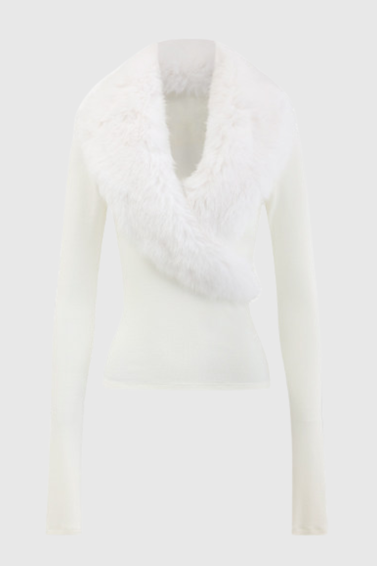 Miela Faux Fur Collar Top - White