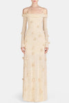 Mihi Floral Off Shoulder Knit Maxi Dress