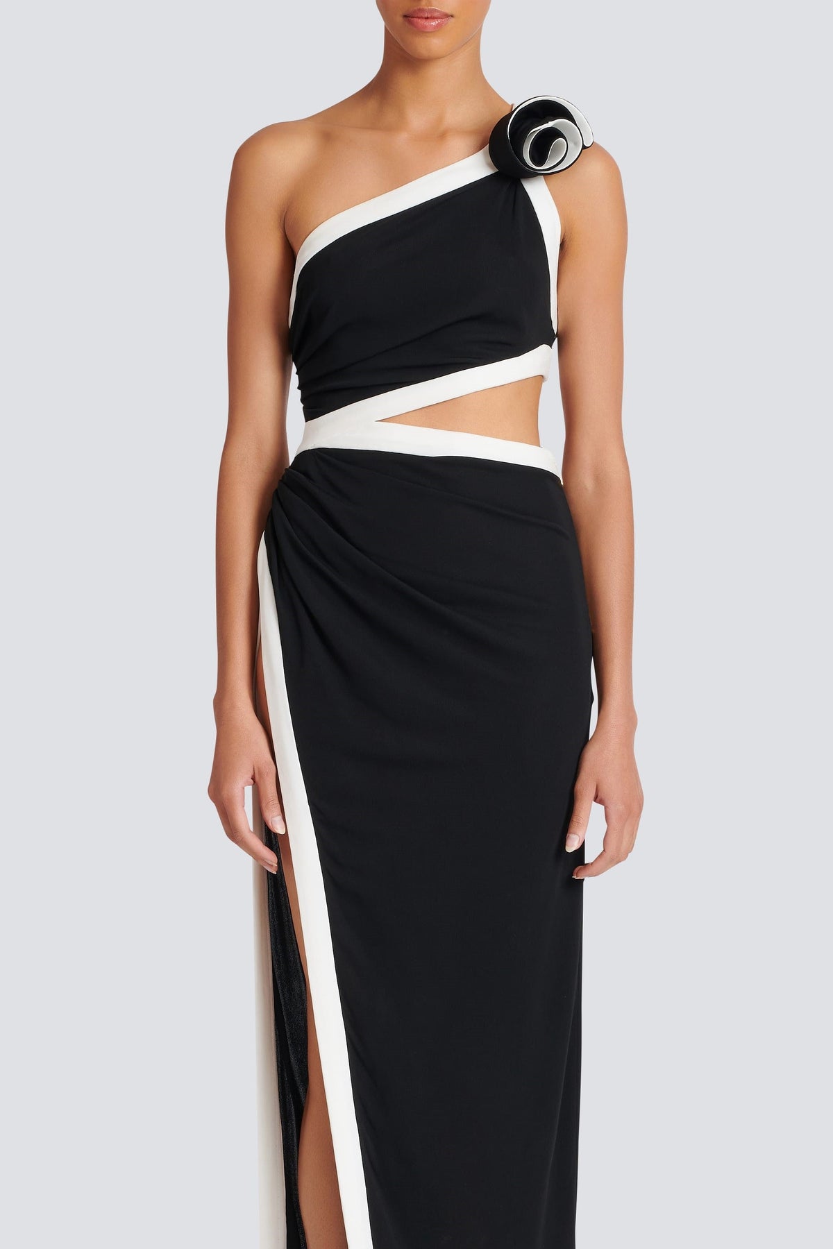 Mina Rose Asymmetric Maxi Bandage Dress