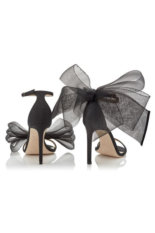 Miranda Bow-embellished Satin Sandals - Black
