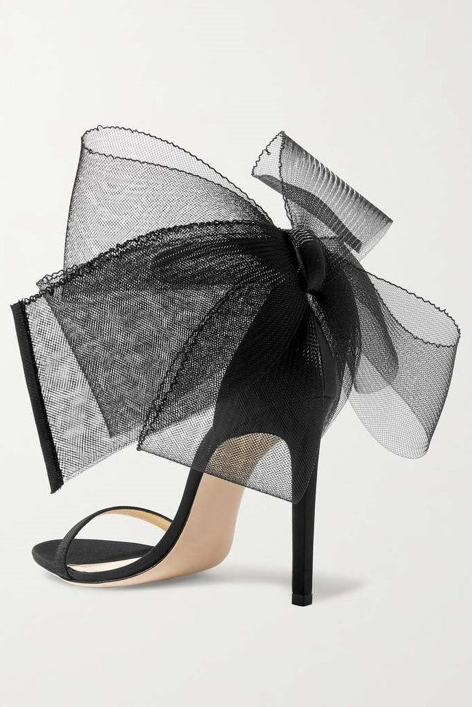 Miranda Bow-embellished Satin Sandals - Black