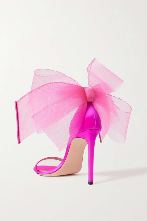 Miranda Bow-embellished Satin Sandals - Pink
