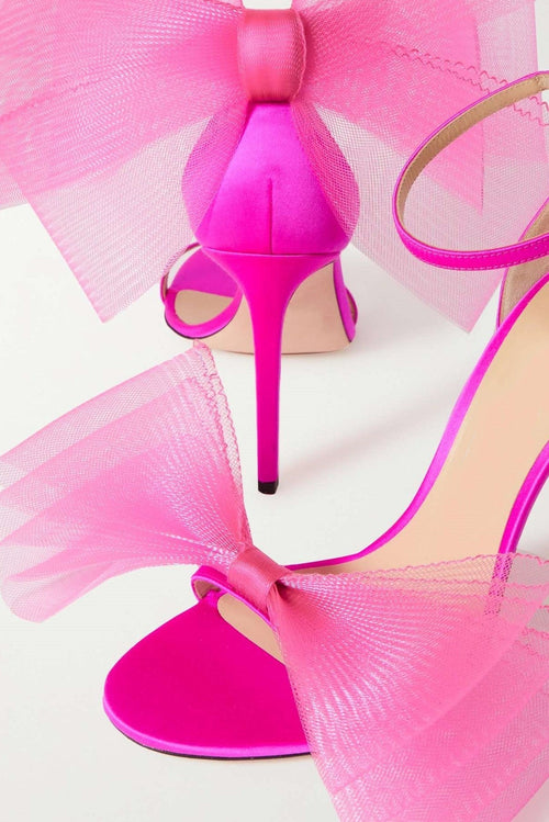 Miranda Bow-embellished Satin Sandals - Pink