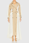 Mozey Lace Panel Belted Trench Coat