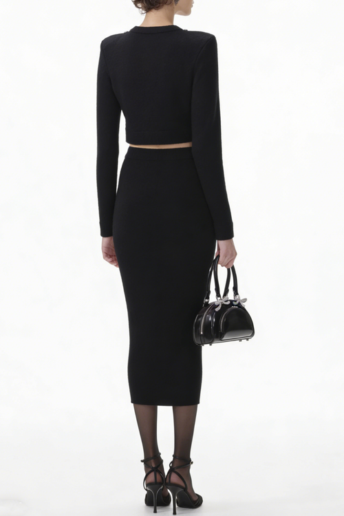 Myria Crystal Embellished Knit Top - Black