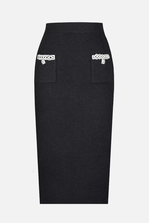 Myria Crystal Embellished Knit Top - Black