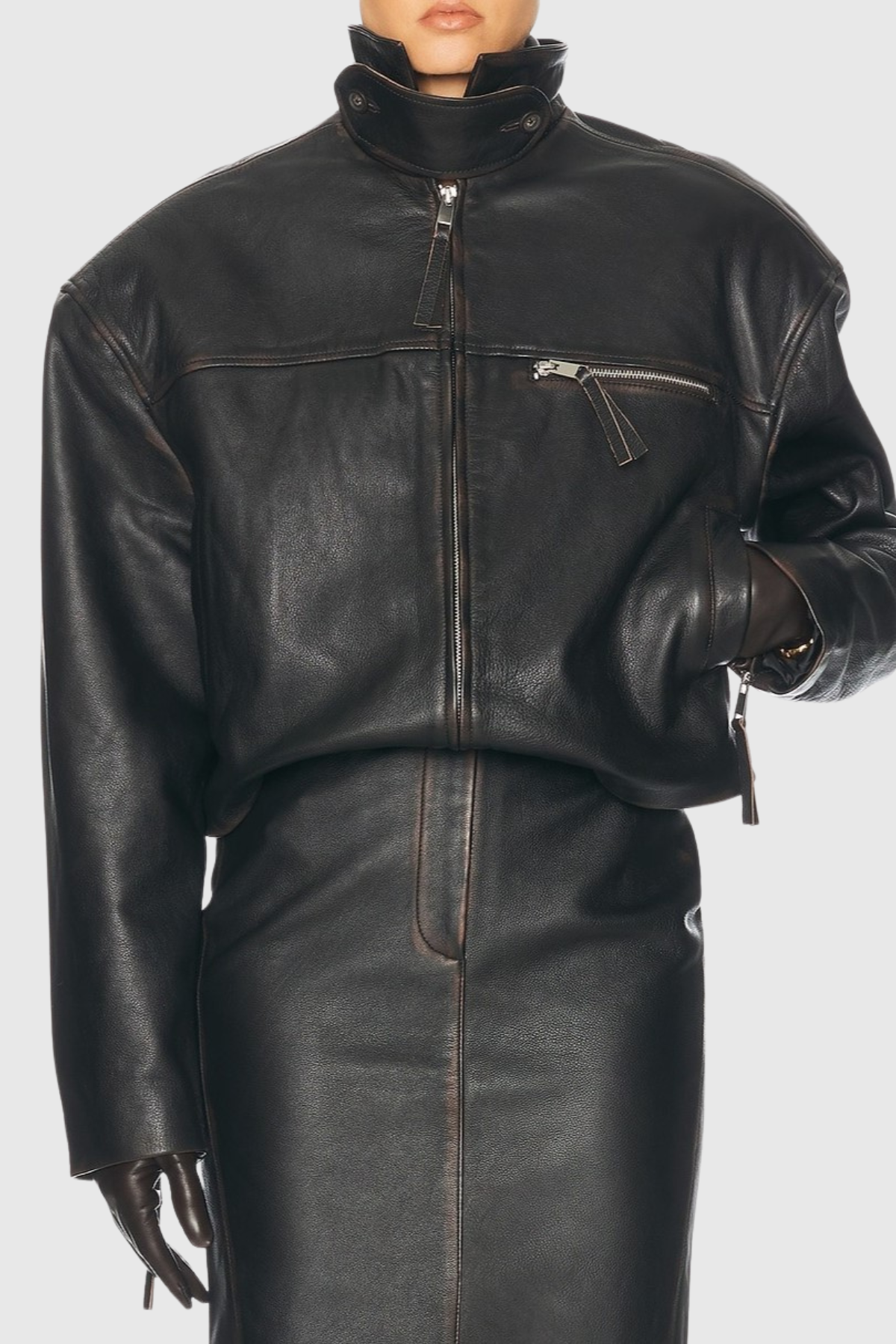 Najaya Distressed Leather Jacket