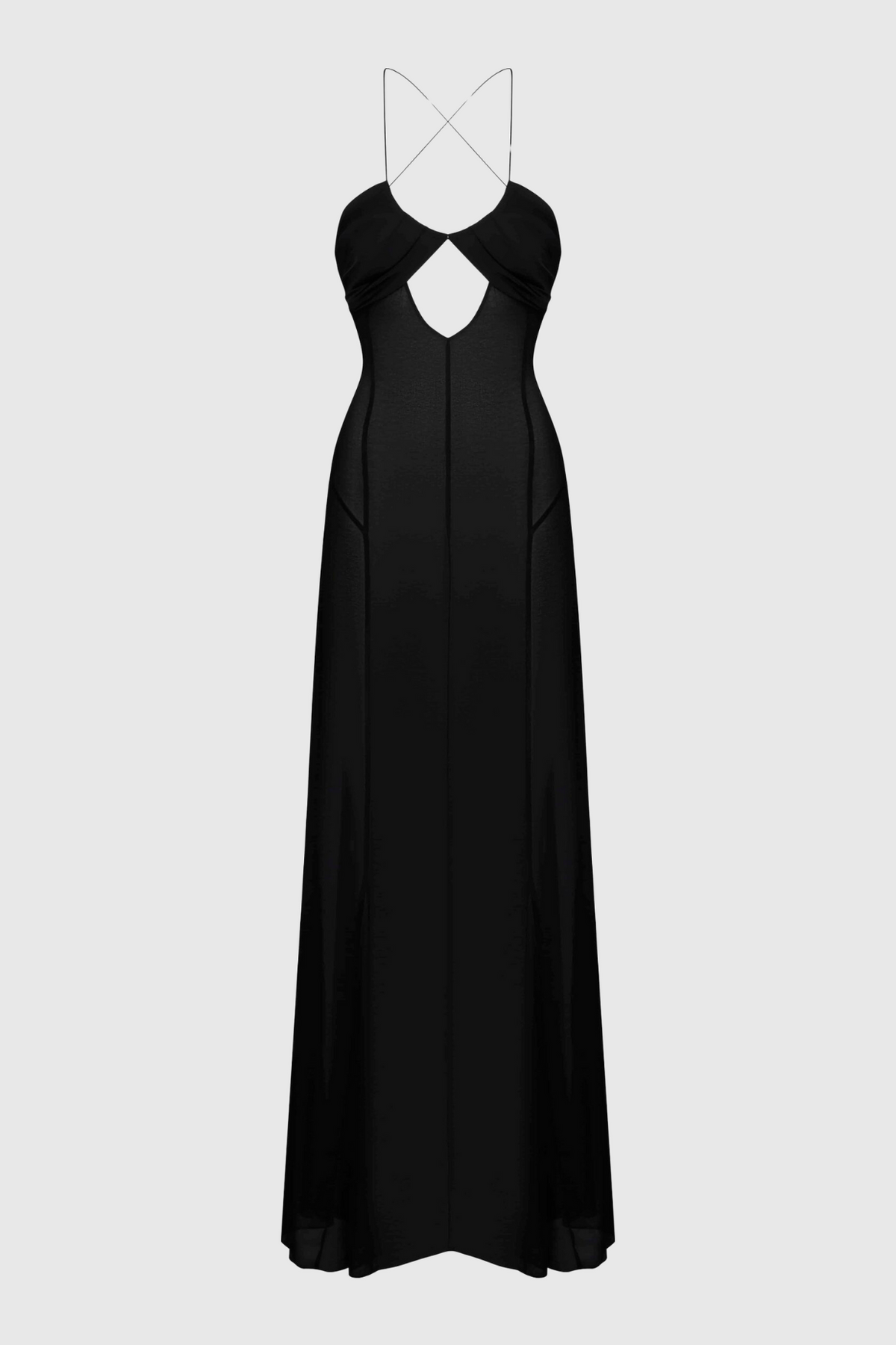 Natane Chiffon Cutout Backless Maxi Dress - Black