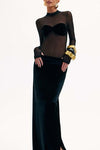 Novalee Mesh Long Sleeve Velvet Maxi Dress