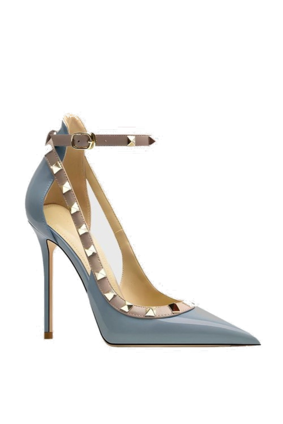 Osanya Rivet Embellished Strap Cutout Pumps  - Blue