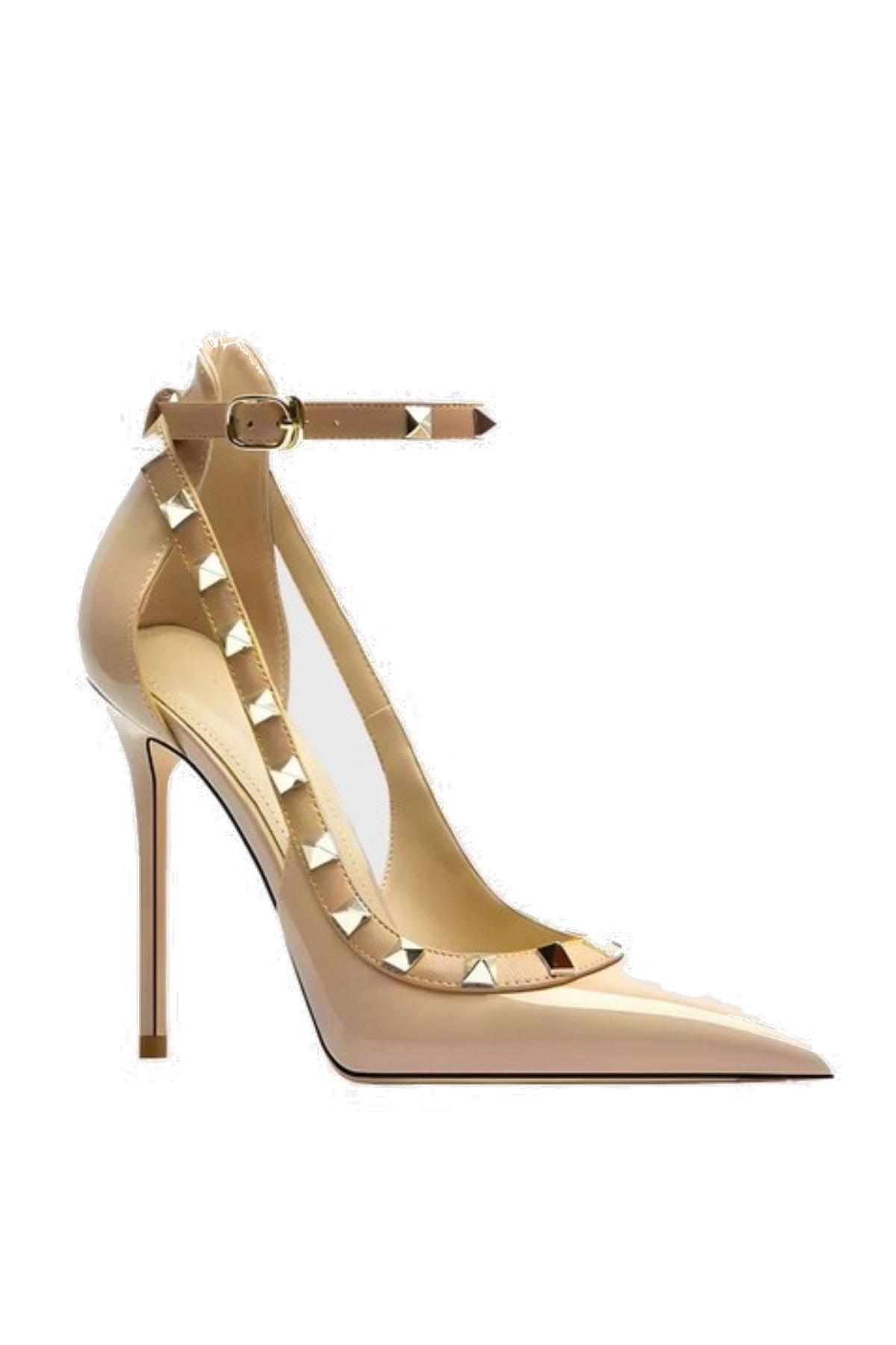 Osanya Rivet Embellished Strap Cutout Pumps  - Nude