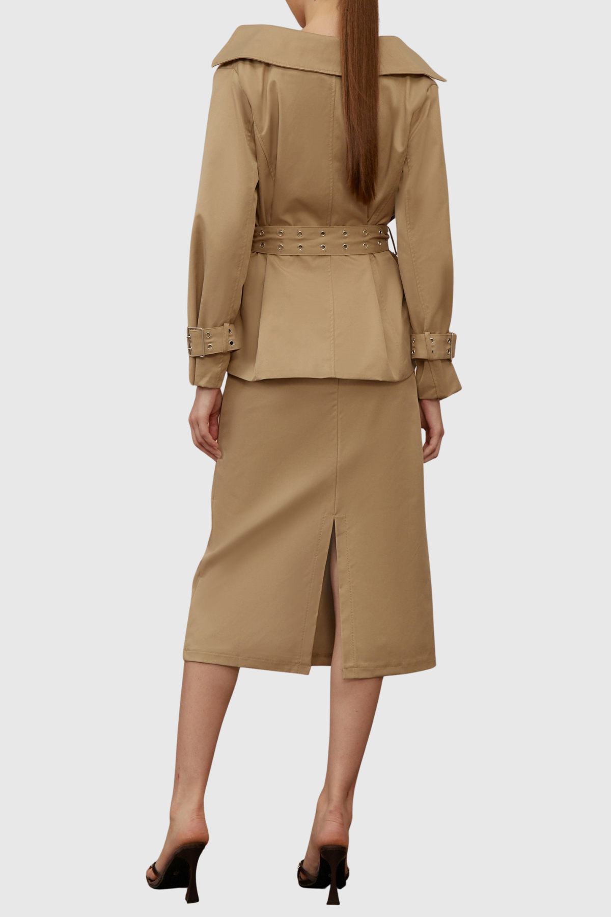Osorio Off Shoulder Double-Breasted Trench Coat