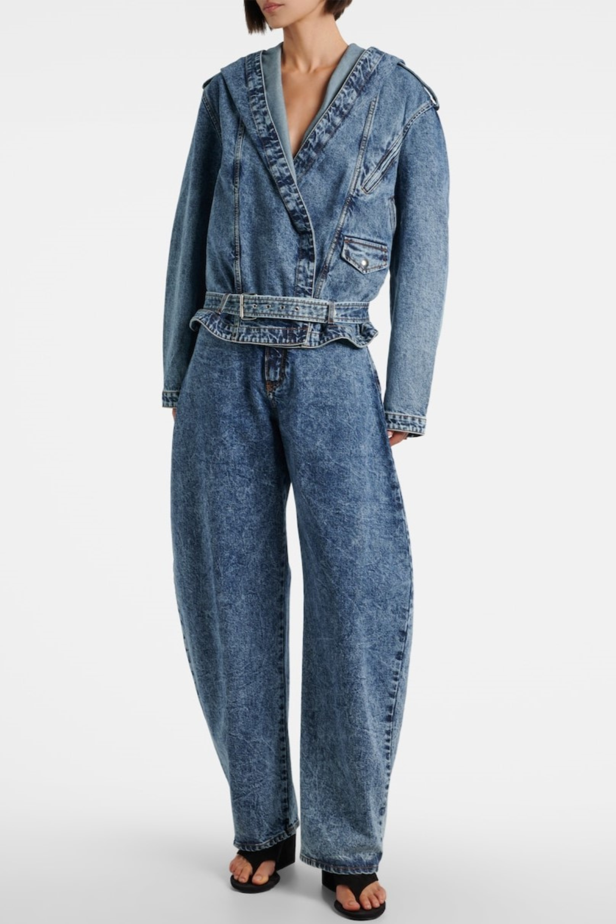 Pamina Belted Hooded Denim Jacket
