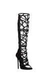 Parsa Black Cage Knee High Boots