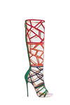 Parsa Colorblock Cage Knee High Boots