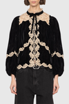 Pasca Lace-trimmed Velvet Blouse