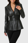 Phafa Rib Waisted Leather Jacket