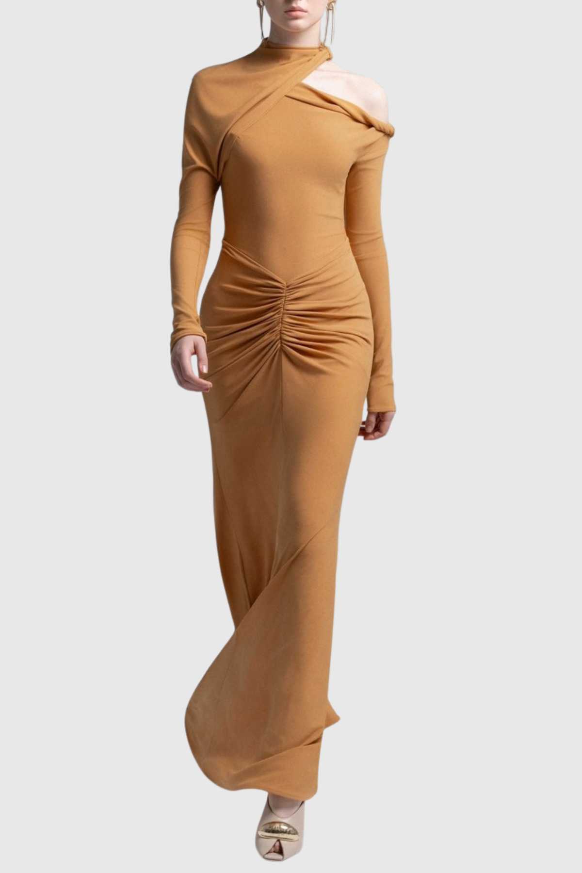 Pieda Cutout Ruched Maxi Dress - Orange