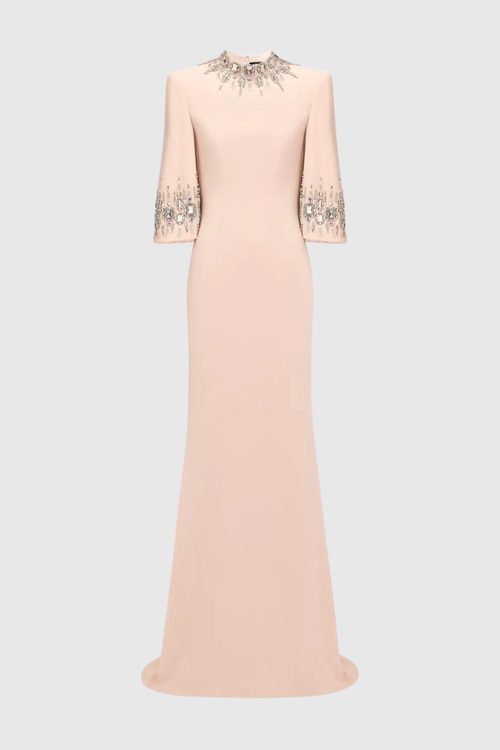 Pulosa Crystal Embellished Maxi Dress - Pink