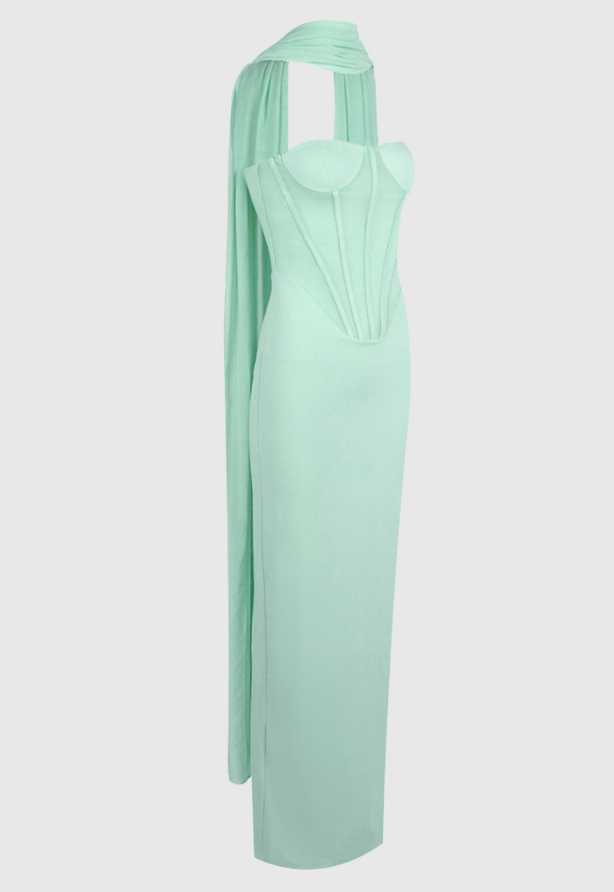 Ramire Strapless  Mesh Scarf Corset Maxi Dress