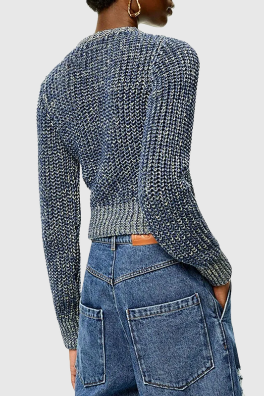 Reeda Chain Embellished Distressed Sweater