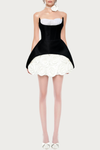 Remiel Strapless Rose Appliqué Corset Mini Dress - Black