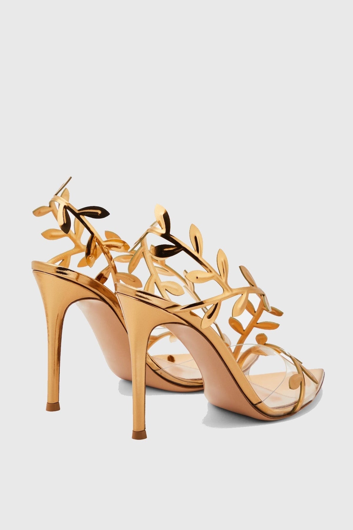 Revonda Mirrored Leaf Embellished Slingback Sandals