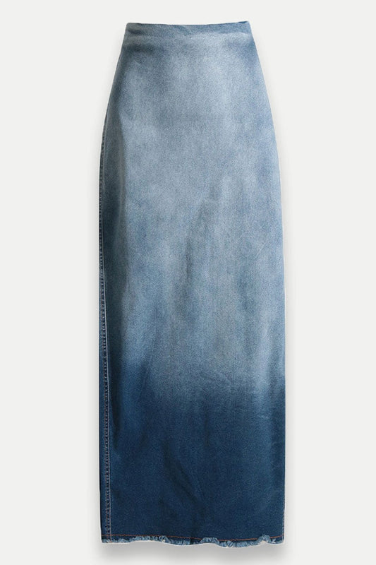 Reya Ombre Maxi Denim Skirt