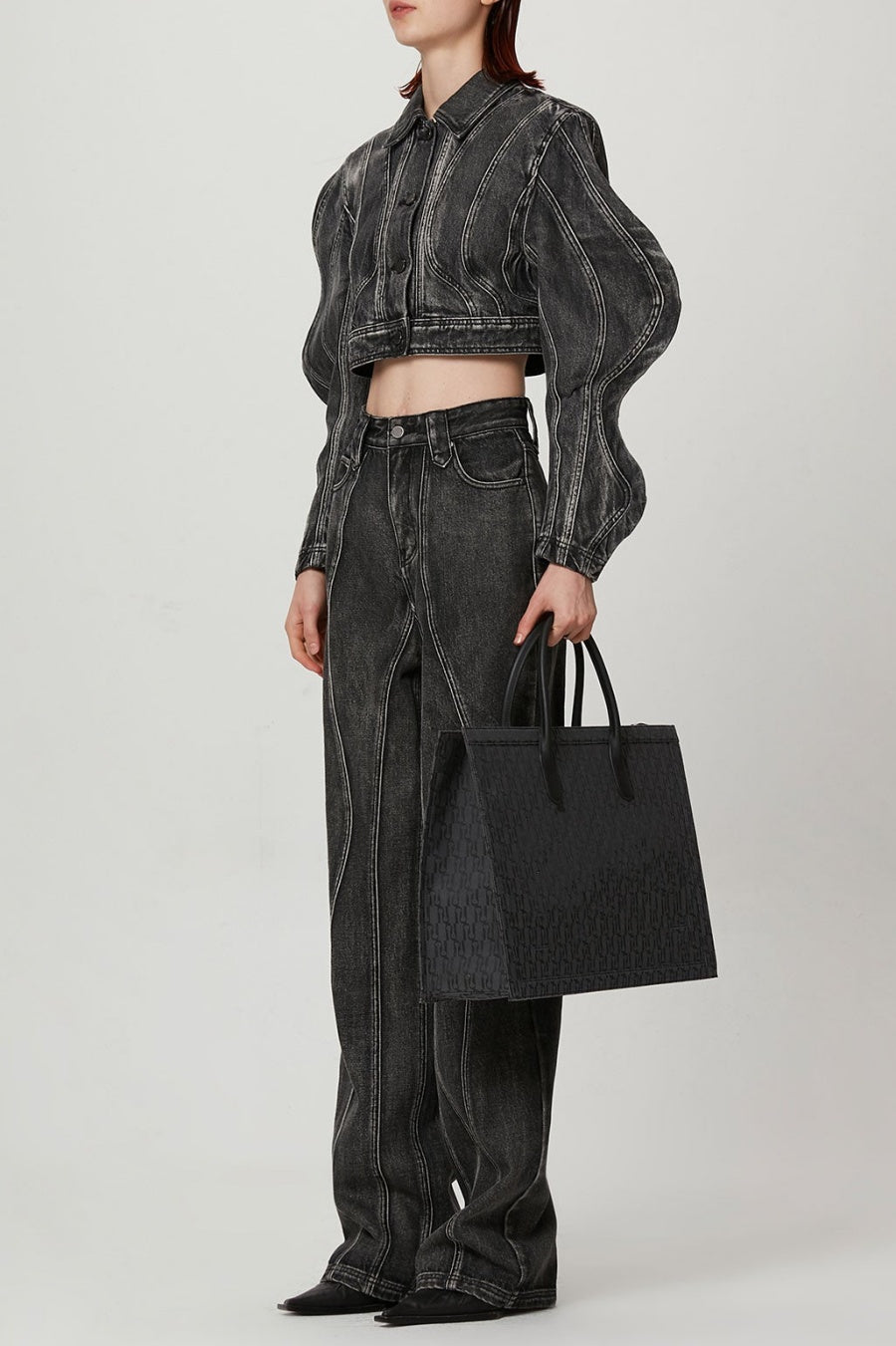 Rhea 3D Wave Deconstruction Denim Jacket