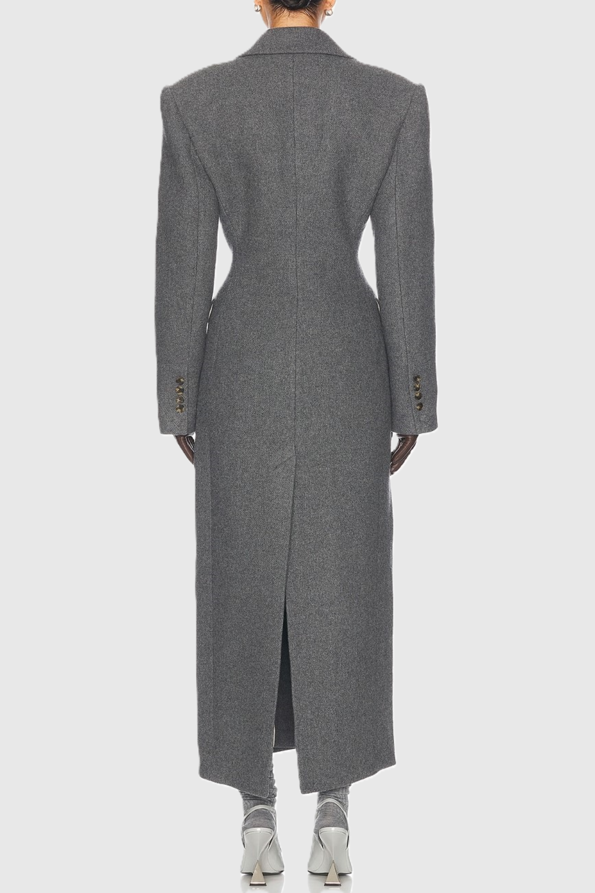 Rikana Lapel Wool Cinched Coat - Grey