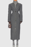 Rikana Lapel Wool Cinched Coat - Grey