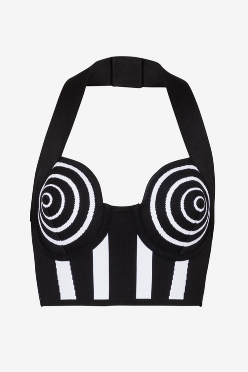 Ruelle Striped knit Halter Bandage Set