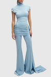Rufas Draped Flared Jumpsuit - Blue