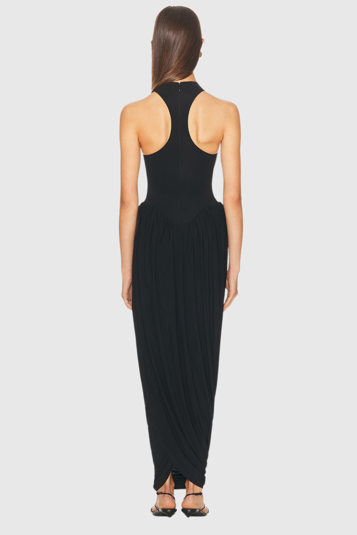 Doyle Sleeveless Ruched Maxi Dress-Black