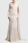 Safra Floral Sequin Embellished Draped Maxi Dress
