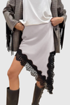 Senja Lace Trim Satin Mini Skirt - Beige