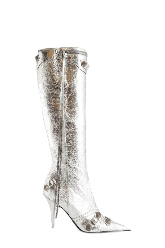 Shilia Zip Knee-high Boots - Silver