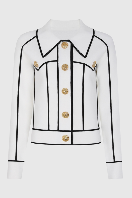 Sitara Buttoned Knit Top - White