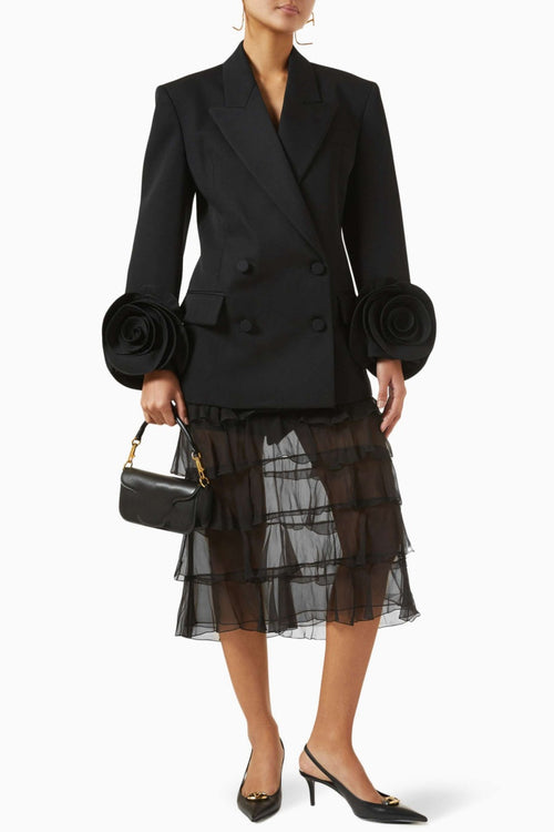 Sophia Rose Appliqué Blazer - Black
