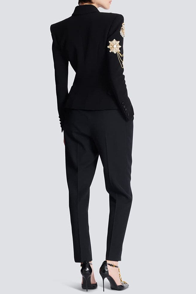 Sotria Crystal Embroidered Patches Blazer