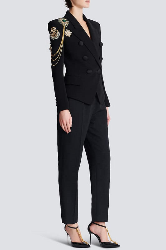 Sotria Crystal Embroidered Patches Blazer