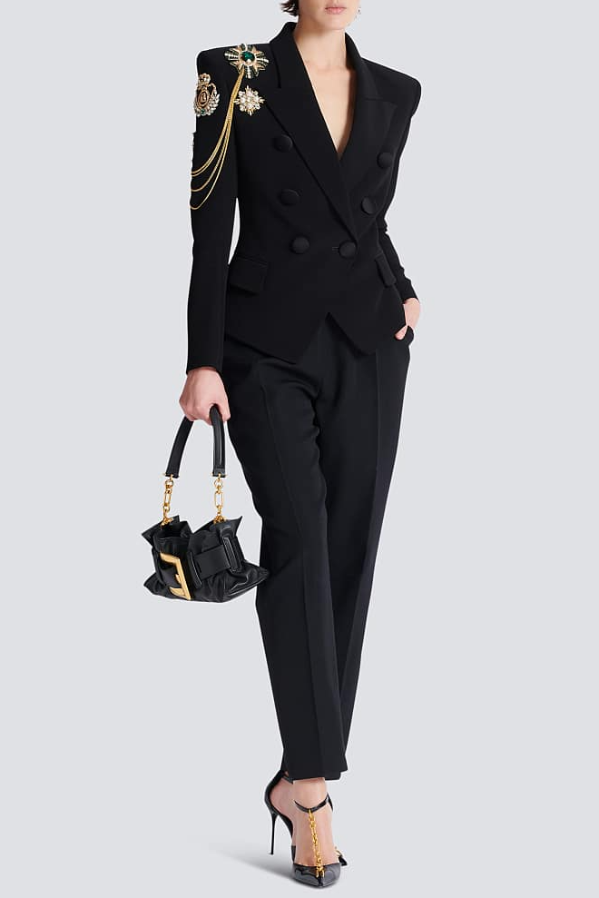 Sotria Crystal Embroidered Patches Blazer